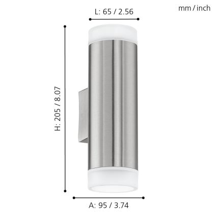 Eglo - Zunanja stenska svetilka LED GU10/2,5W/230V IP44