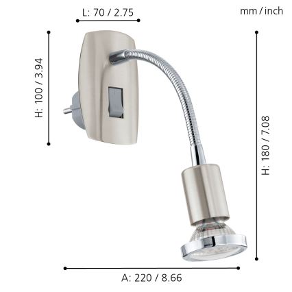 Eglo - LED Svetilka v vtičnico 1xGU10-LED/3W/230V