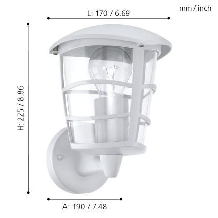 Eglo - LED Zunanja stenska svetilka 1xE27/8,5W/230V IP44