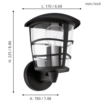 Eglo - LED Zunanja stenska svetilka 1xE27/8,5W/230V IP44