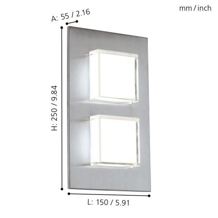 Eglo 93365 - LED Zunanja stenska svetilka PIAS 2xLED/2,5W/230V IP44