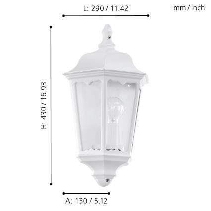 Eglo 93448 - Zunanja stenska svetilka NAVEDO 1xE27/60W/230V IP44