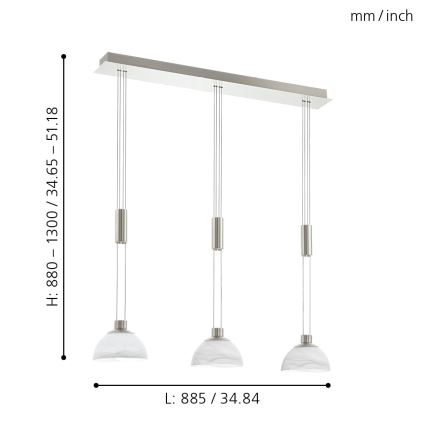 Eglo 93468 - LED Viseča svetilka MONTEFIO 3xLED/6W/230V