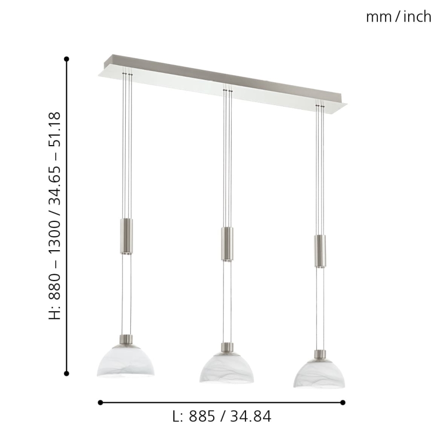 Eglo 93468 - LED Viseča svetilka MONTEFIO 3xLED/6W/230V