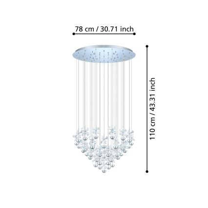 Eglo 93661 - LED lestenec na jekleni vrvici PIANOPOLI LED/107,5W/230V