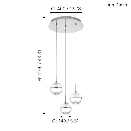 Eglo - LED lestenec 3xLED/5W/230V