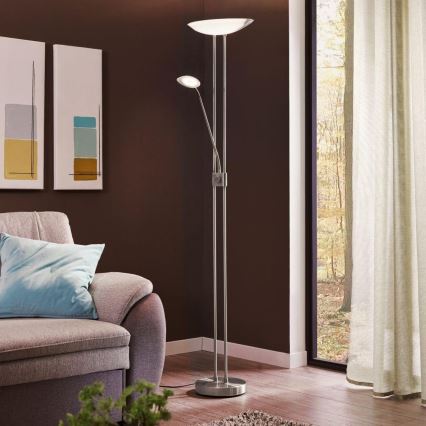 Eglo - LED Zatemnitvena talna svetilka LED/20W + LED/2,5W sijajni krom