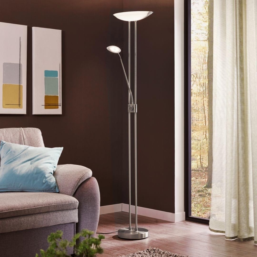 Eglo - LED Zatemnitvena talna svetilka LED/20W + LED/2,5W sijajni krom