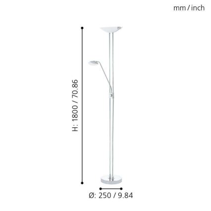 Eglo - LED Zatemnitvena talna svetilka LED/20W + LED/2,5W sijajni krom