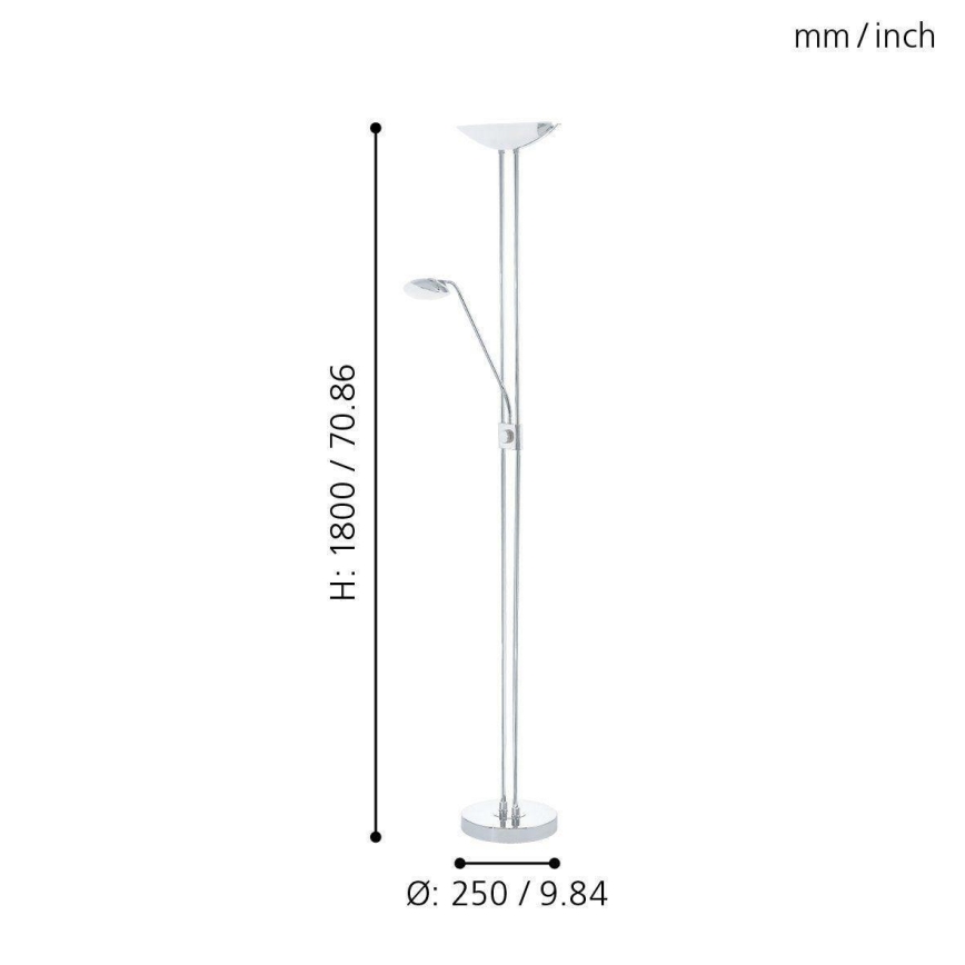 Eglo - LED Zatemnitvena talna svetilka LED/20W + LED/2,5W sijajni krom