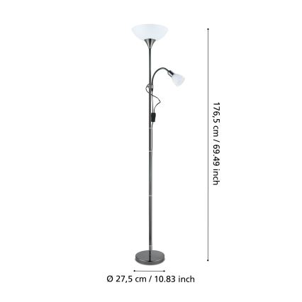Eglo - Talna svetilka 1xE27/60W/230V + 1xE14/25W/230V črna krom