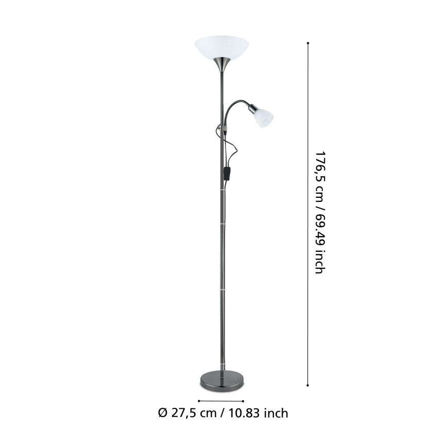 Eglo - Talna svetilka 1xE27/60W/230V + 1xE14/25W/230V črna krom