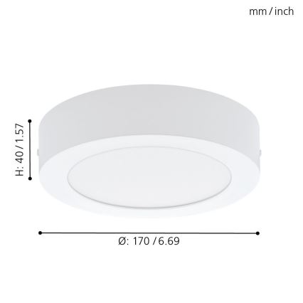 Eglo 94072 - LED stropna svetilka FUEVA 1 LED/10,89W/230V premer 17 cm