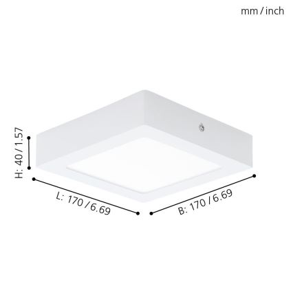 Eglo 94073 - LED stropna svetilka FUEVA 1 LED/10,95W/230V 17x17 cm