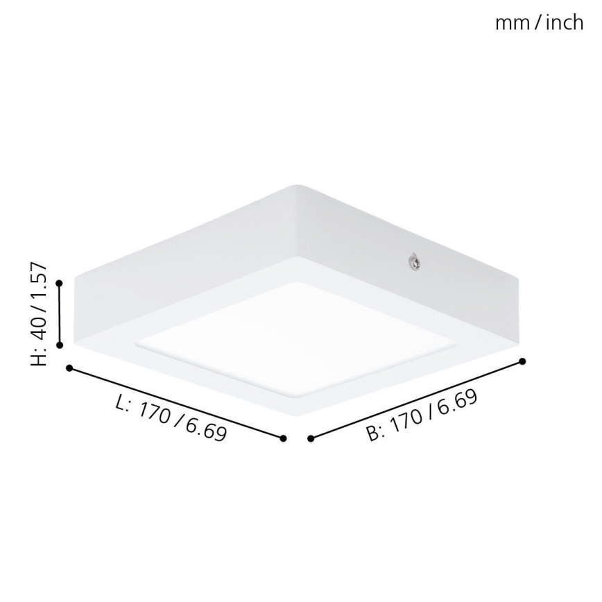 Eglo 94073 - LED stropna svetilka FUEVA 1 LED/10,95W/230V 17x17 cm