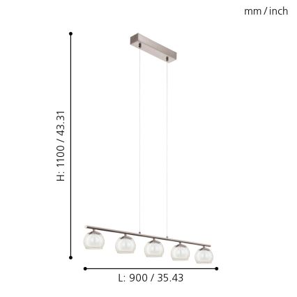 Eglo 94319 - LED Viseča svetilka ASCOLESE 5xLED/3,3W/230V