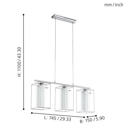 Eglo - Lestenec 3xE27/60W/230V