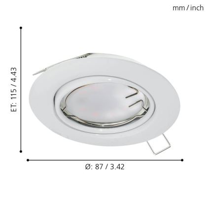 Eglo - KOMPLET 3x LED Vgradna svetilka PENETO 3xGU10-LED/5W/230V