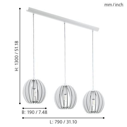 Eglo 94444 - Lestenec COSSANO 3xE14/40W/230V