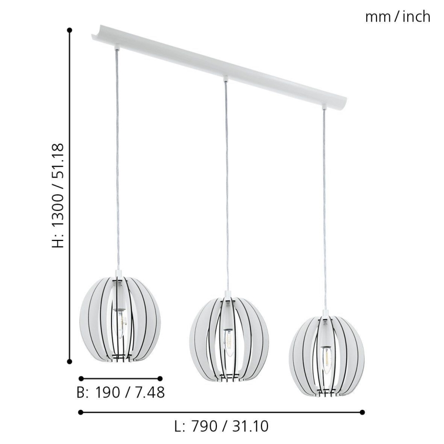 Eglo 94444 - Lestenec COSSANO 3xE14/40W/230V