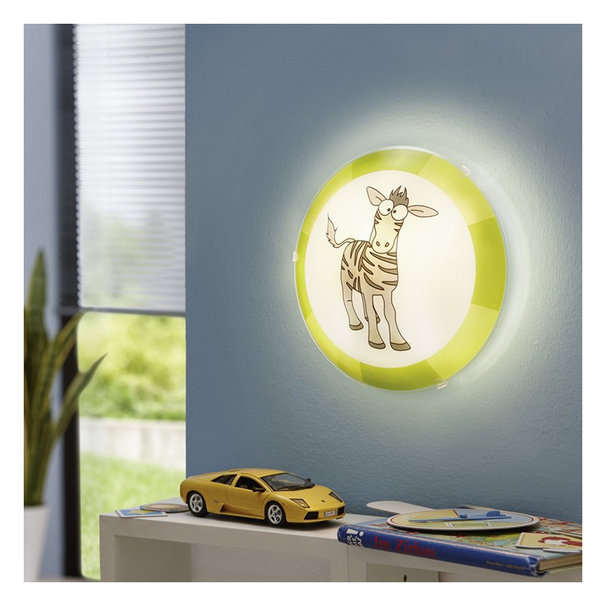 Eglo 94458 - Otroška stropna svetilka BIUBIU 1xE27/60W/230V zebra