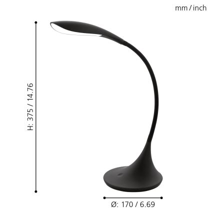 Eglo - LED zatemnitvena namizna svetilka 1xLED/4,5W/230V črna