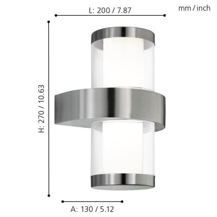 Eglo - Zunanja stenska svetilka 2xLED/3,7W/230V IP44