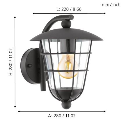 Eglo - LED Zunanja svetilka 1xE27/8,5W/230V IP44