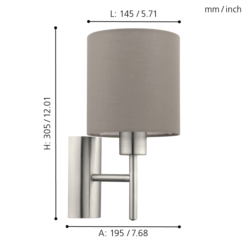 Eglo - Stenska svetilka 1xE27/60W/230V taupe