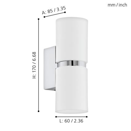 Eglo - LED stenska svetilka 2xGU10-LED/4W/230V