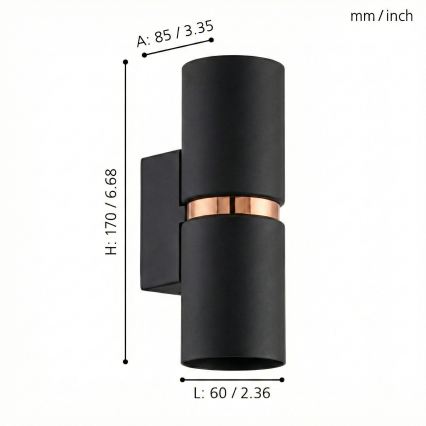 Eglo 95371 - LED stensko svetilo PASSA 2xGU10-LED/4W/230V