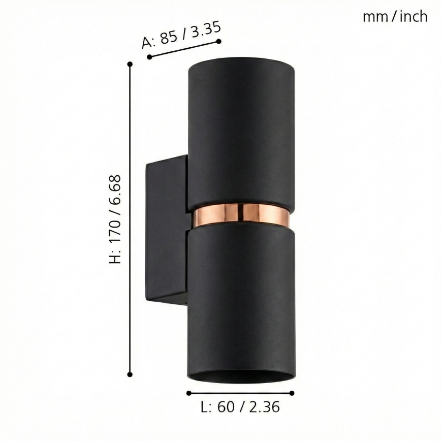 Eglo 95371 - LED stensko svetilo PASSA 2xGU10-LED/4W/230V