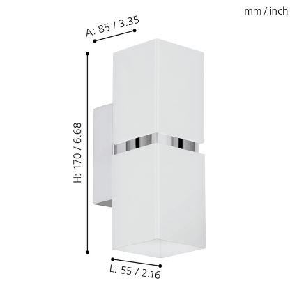 Eglo - LED stenska svetilka 2xGU10-LED/4W/230V