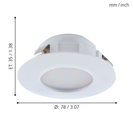 Eglo - KOMPLET 3x LED vgradna stropna svetilka za kopalnico PINEDA LED/4,9W/230V IP44
