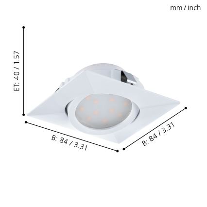 Eglo - komplet 3x LED vgradnih stropnih svetilk PINEDA LED/4,9W/230V