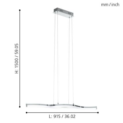 Eglo 96101 - LED lestenec LASANA 2 2xLED/10,5W/230V