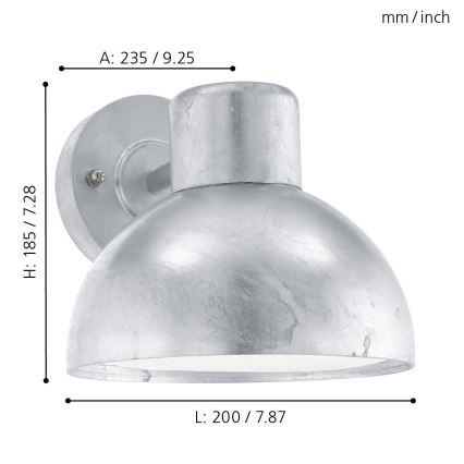 Eglo - Zunanja stenska svetilka 1xE27/60W IP44