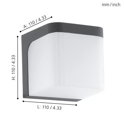 Eglo - LED Zunanja stenska svetilka LED/4,9W/230V IP44