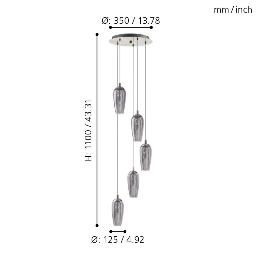 Eglo 96345 - LED Lestenec na vrvici FARSALA 5xG9/2,5W/230V