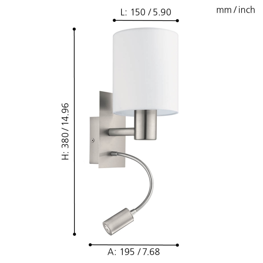 Eglo - LED Fleksibilna svetilka 1xE27/40W+LED/3,8W bela