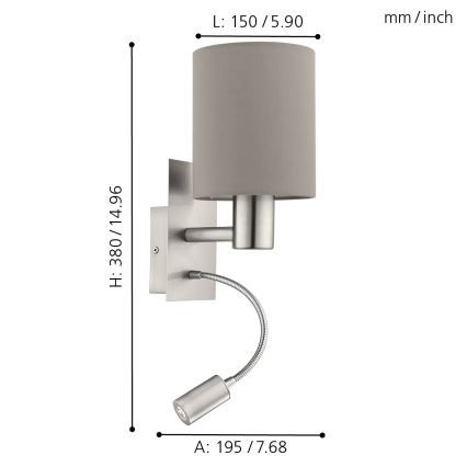 Eglo - LED Fleksibilna svetilka 1xE27/40W+LED/3,8W taupe
