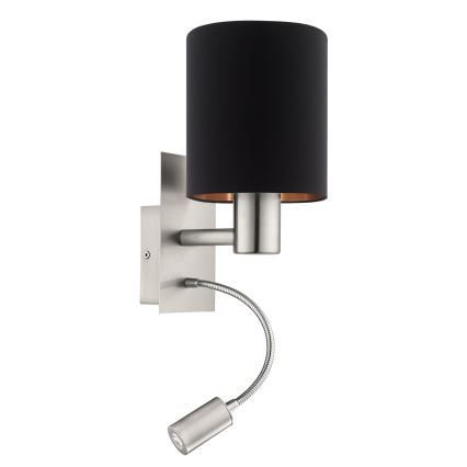 Eglo - LED Fleksibilna svetilka 1xE27/40W+LED/3,8W črna
