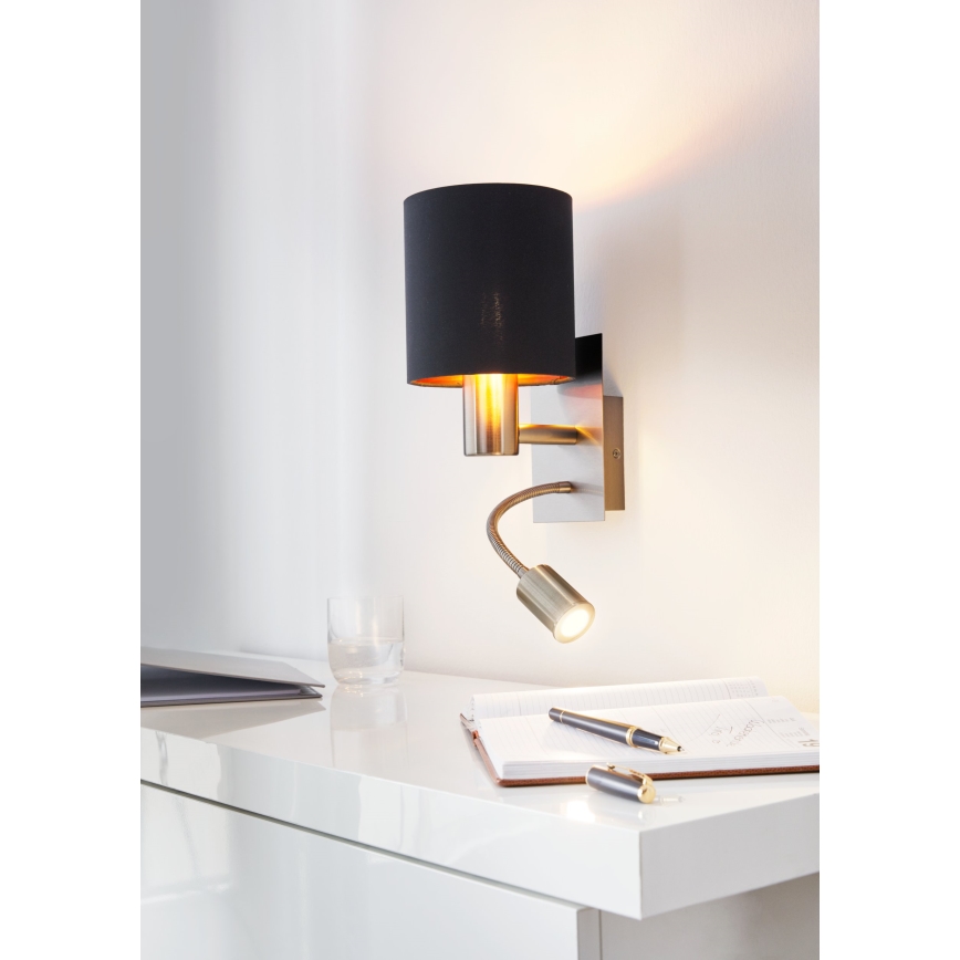 Eglo - LED Fleksibilna svetilka 1xE27/40W+LED/3,8W črna