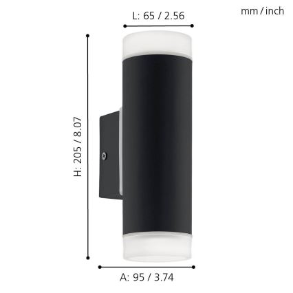 Eglo - LED Zunanja stenska svetilka 2xGU10/5W IP44