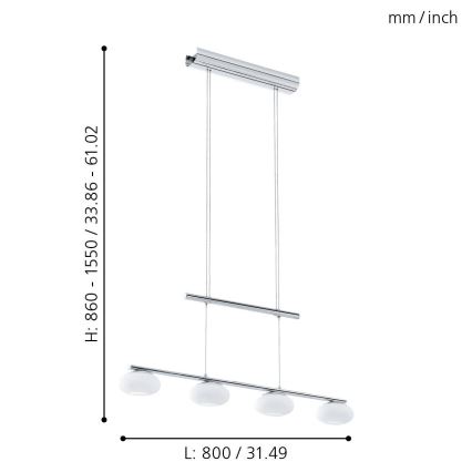 Eglo - LED Lestenec na vrvici 4xLED/4,5W/230V