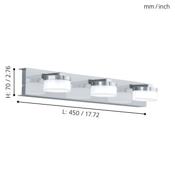Eglo - LED Zatemnitven kopalniška stenska svetilka 3xLED/7,2W/ IP44