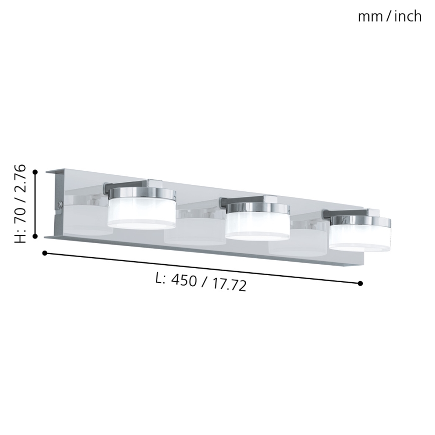 Eglo - LED Zatemnitven kopalniška stenska svetilka 3xLED/7,2W/ IP44
