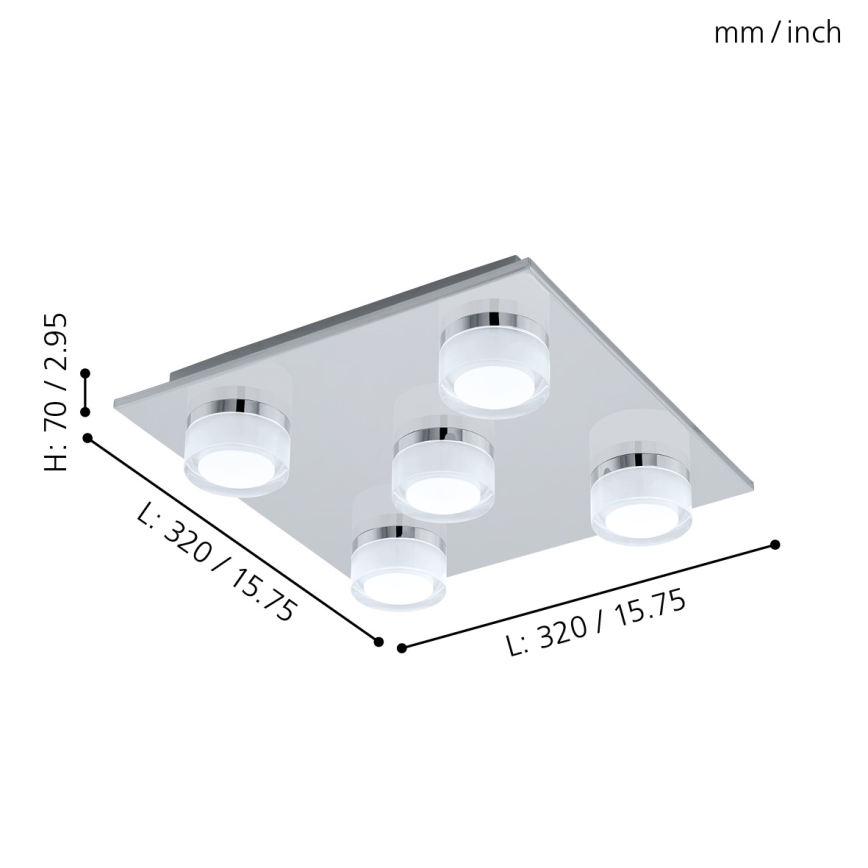 Eglo - LED Kopalniška zatemnitvena stropna svetilka 5xLED/5,4W/230V IP44