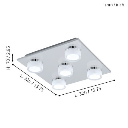 Eglo - LED Kopalniška zatemnitvena stropna svetilka 5xLED/7,2W/ IP44