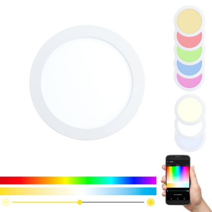 Eglo - LED RGBW zatemnljiva vgradna stropna svetilka FUEVA-C LED/15,6W/230V Ø 22,5 cm